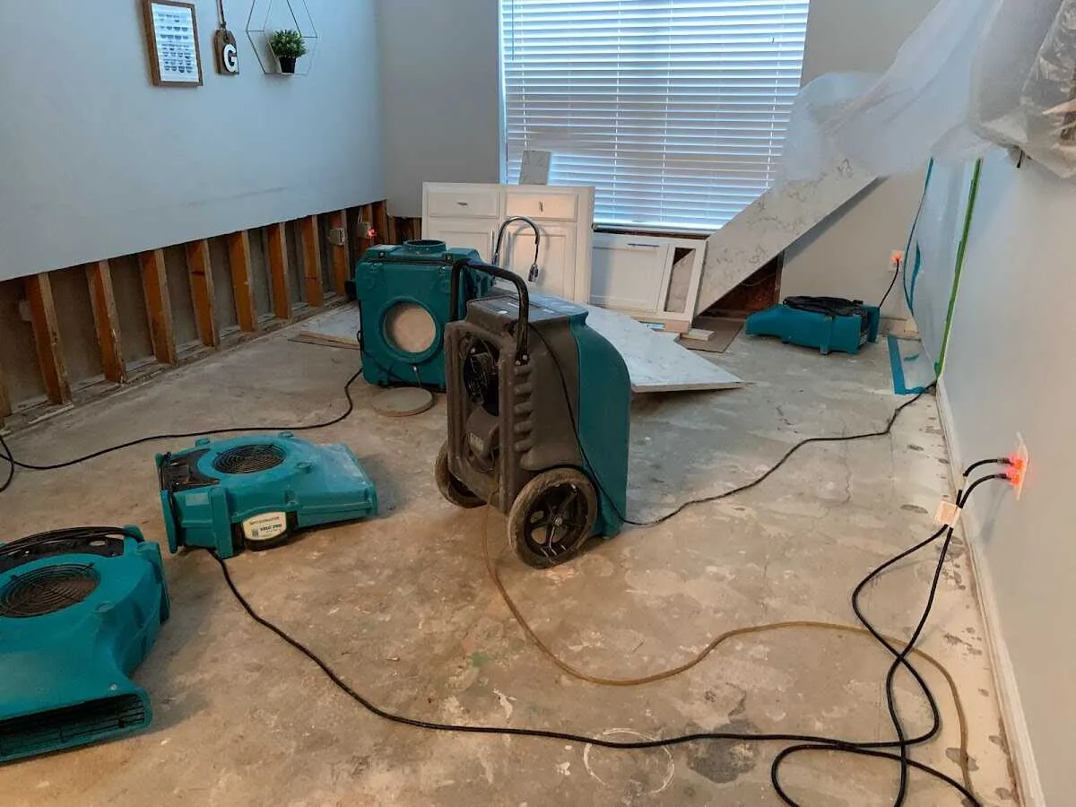 Dehumidifier in flood-cut room for Water Extraction & Removal in Odessa